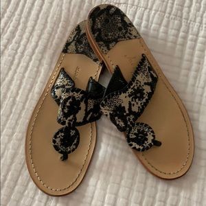 Rare snake skin black & cream Jack Rogers sandals